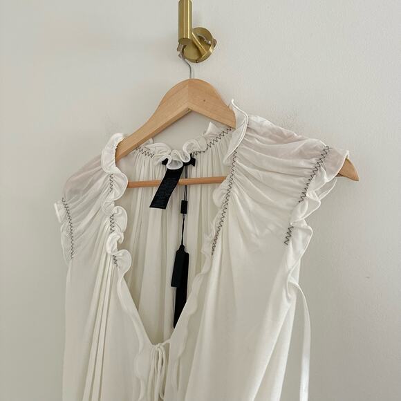 Donna Karan Ultra Matte Jersey Open Side Blouse White S - Picture 8 of 9